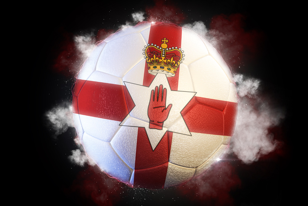 Soccer ball textured with flag of Northern Ireland
