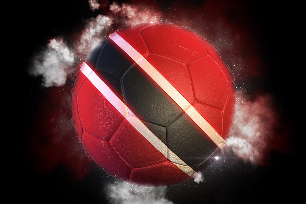Soccer ball textured with flag of Trinidad and Tobago