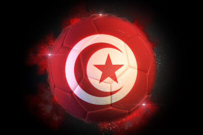 Soccer ball textured with flag of Tunisia - slon.pics - free stock photos and illustrations