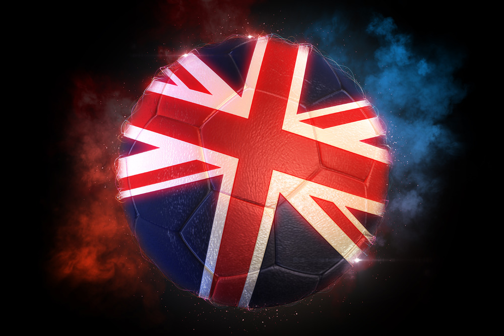 Soccer ball textured with flag of UK