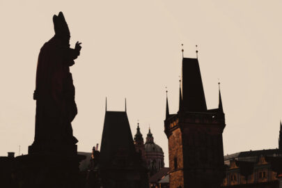 Statue silhouette at Charles bridge. Prague, Czech Republic - slon.pics - free stock photos and illustrations