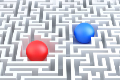 Two Spheres in a maze. 3D illustration - slon.pics - free stock photos and illustrations
