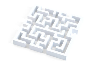 White maze. 3D illustration. Isolated. Contains clipping path - slon.pics - free stock photos and illustrations
