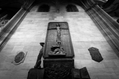 Wooden statue of crucified Christ. St Vitus Cathedral. Prague, Czech Republic - slon.pics - free stock photos and illustrations