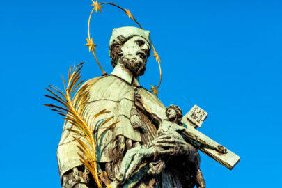 Statue of St John Nepomuk on Charles Bridge. Prague, Czech Republic - slon.pics - free stock photos and illustrations