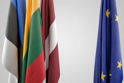 Flags of Baltic states and EU. Geopolitical concept - slon.pics - free stock photos and illustrations