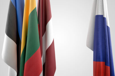 Flags of Baltic states and Russia. Geopolitical concept - slon.pics - free stock photos and illustrations