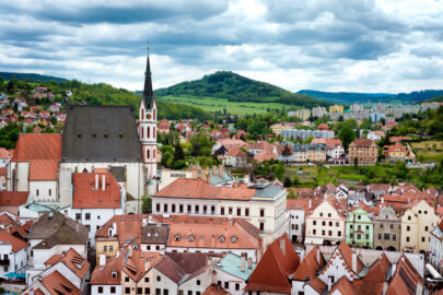 Overlooking the historic town of Cesky Krumlov. Czech Republic - slon.pics - free stock photos and illustrations