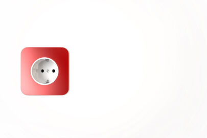 Red power socket with copyspace - slon.pics - free stock photos and illustrations