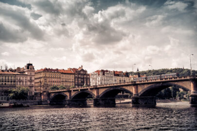View of Palacky bridge at sunset. Prague, Czech Republic - slon.pics - free stock photos and illustrations