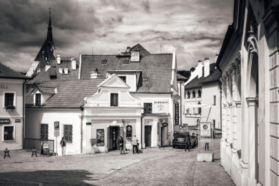 View of Rooseveltova street in Cesky Krumlov. Czech Republic - slon.pics - free stock photos and illustrations