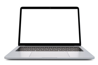 Laptop with blank screen on white background. 3D illustration. Isolated. Contains clipping path - slon.pics - free stock photos and illustrations