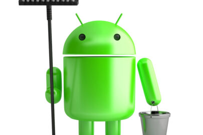 Android Robot. Cleaner with mop and bucket. 3D illustration. Isolated. Contains clipping path - slon.pics - free stock photos and illustrations