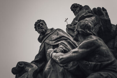 Statue of Saints John of Matha, Feliz of Valois, and Ivan on Charles Bridge. Prague, Czech Republic - slon.pics - free stock photos and illustrations