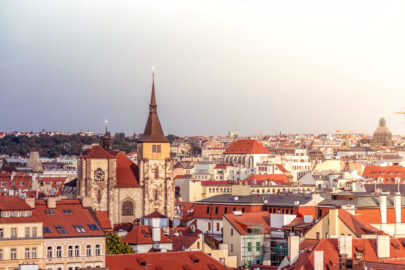 Saint Giles’ Church and Prague cityscape. Czech Republic. - slon.pics - free stock photos and illustrations