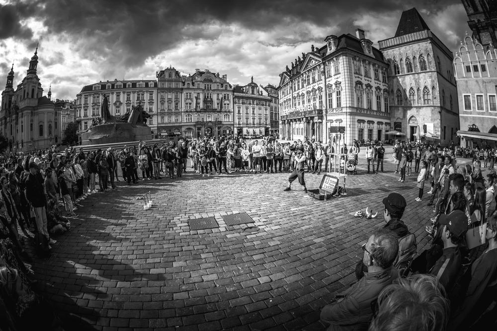 Sven from Sweden, street performer at Old Town Square. Prague, Czech Republic. May 24, 2017