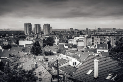 View of the old Zemun quarter with modern buildings on the horizon - slon.pics - free stock photos and illustrations