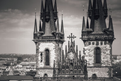 View of the towers of the Tyn Church. Prague, Czech Republic - slon.pics - free stock photos and illustrations
