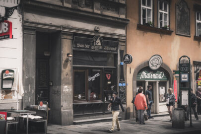 A street scene in Pilsen, Czech Republic. Czech Republic. May 22, 2017 - slon.pics - free stock photos and illustrations