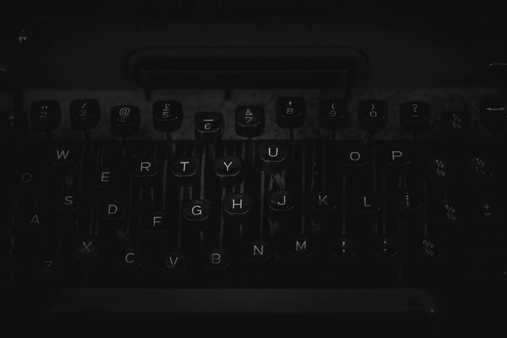 Old typewriter keyboard close-up