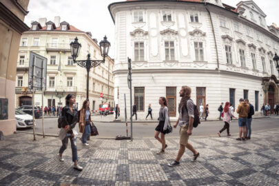 People walking on the Celetna street. Prague, Czech Republic. May 25, 2017 - slon.pics - free stock photos and illustrations