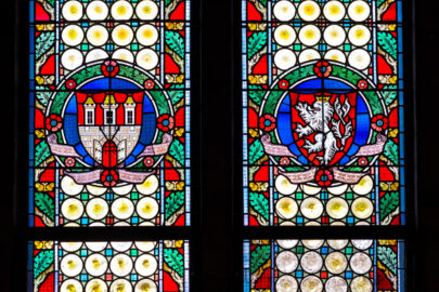 Stained Glass Window in the Powder Tower. Prague. Czech Republic - slon.pics - free stock photos and illustrations