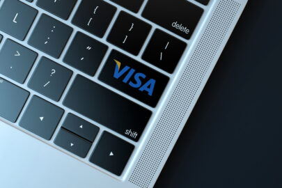 Visa logo on laptop keyboard - slon.pics - free stock photos and illustrations