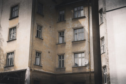 Windows on shabby wall. Pilsen, Czech Republic - slon.pics - free stock photos and illustrations