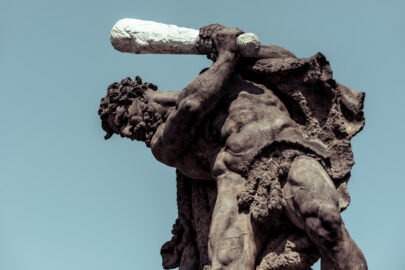 Fighting Giants. Statue above the gates of Prague Castle. Prague, Czech Republic - slon.pics - free stock photos and illustrations