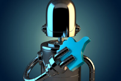 Robot with LIKE symbol. 3D illustration. Contains clipping path - slon.pics - free stock photos and illustrations
