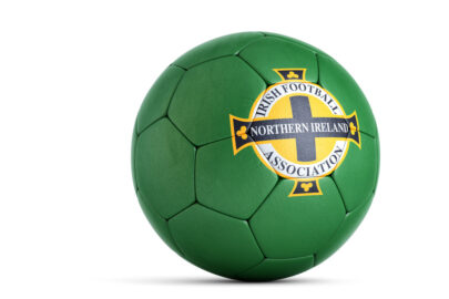 Soccer ball with Northern Ireland National Football Association logo. 3D illustration. Contains clipping path - slon.pics - free stock photos and illustrations