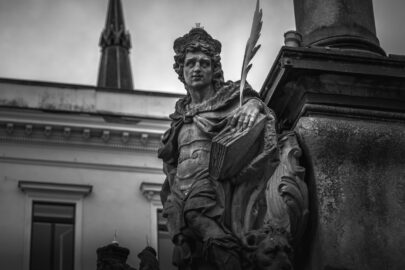 Statue at plague column in Cesky Krumlov, Czech republic - slon.pics - free stock photos and illustrations