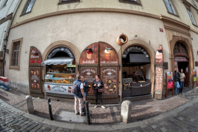 Trdelnik bakery on Karlova street in Old Town. Prague, Czech Republic - slon.pics - free stock photos and illustrations