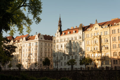 Buildings along Masarykovo riverside. Prague, Czech Republic - slon.pics - free stock photos and illustrations