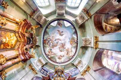 Interior dome of the Baroque St. Nicholas Church on Lesser Town in Prague - slon.pics - free stock photos and illustrations
