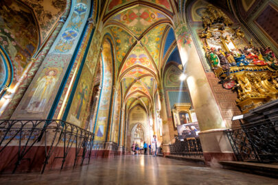 Neo-gothic interior of Basilica of St. Peter and St. Paul. Vysehrad castle complex. Prague, Czech Republic - slon.pics - free stock photos and illustrations