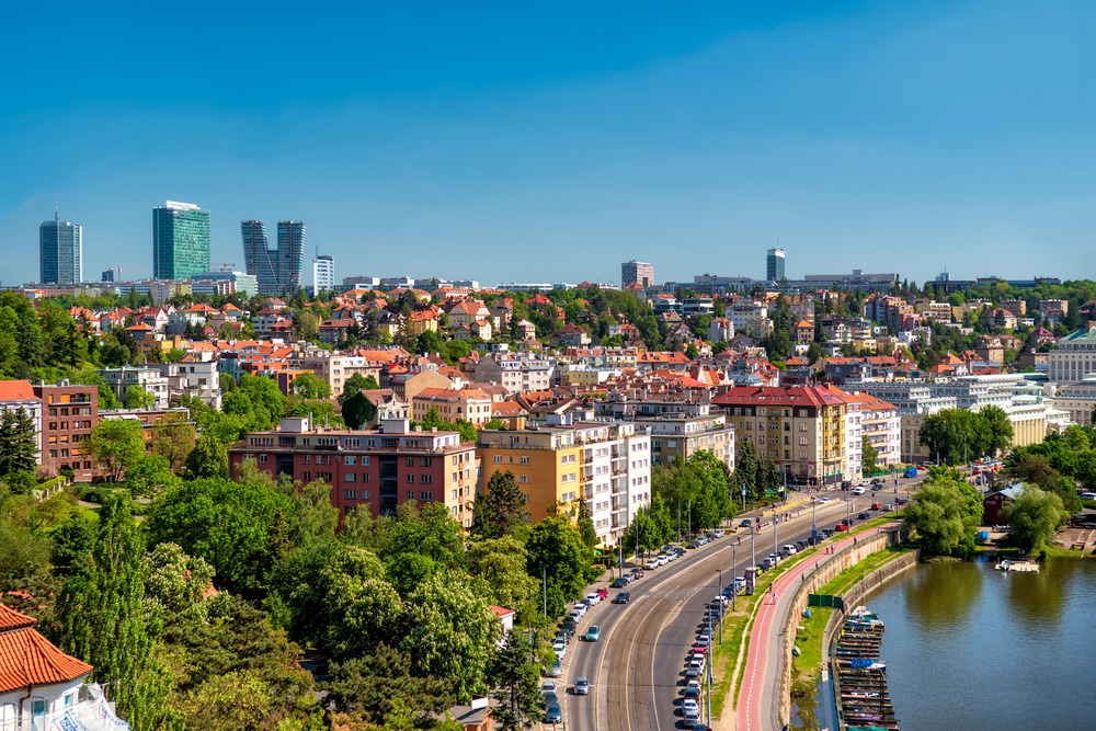 Panorama of the city on a sunny day. Prague, Czech Republic