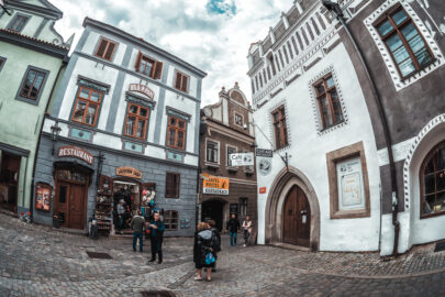 Corner of Panska street. Cesky Krumlov, Czech Republic - slon.pics - free stock photos and illustrations