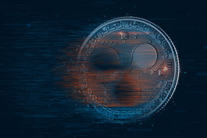 Digital Ripple coin. Cryptocurrency concept - slon.pics - free stock photos and illustrations