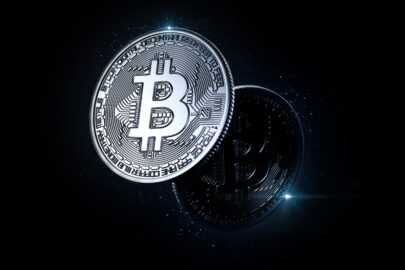 Glowing bitcoin. Cryptocurrency concept - slon.pics - free stock photos and illustrations