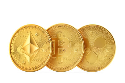 Set of cryptocurrencies: Ethereum, Bitcoin, Ripple - slon.pics - free stock photos and illustrations