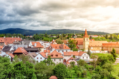View of the Monastery of the Minorites and old town of Cesky Krumlov. Czech Republic - slon.pics - free stock photos and illustrations