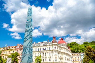 Column at Masaryka pedestrian street. Karlovy Vary, Czech Republic - slon.pics - free stock photos and illustrations