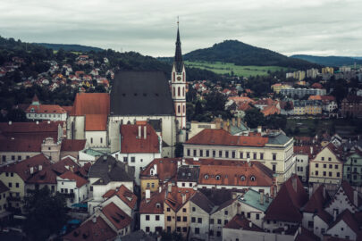 Overlooking the historic town of Cesky Krumlov. Czech Republic - slon.pics - free stock photos and illustrations