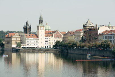 Prague towers and Vltava river on sunny day. Czech Republic - slon.pics - free stock photos and illustrations