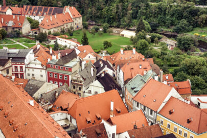 Rooftop view of the house surrounding. Cesky Krumlov, Czech Republic - slon.pics - free stock photos and illustrations